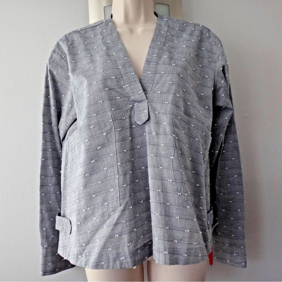 10 Crosby Derek Lam - Oversized Loose Chambray Long Sleeve Blouse - Picture 1 of 8
